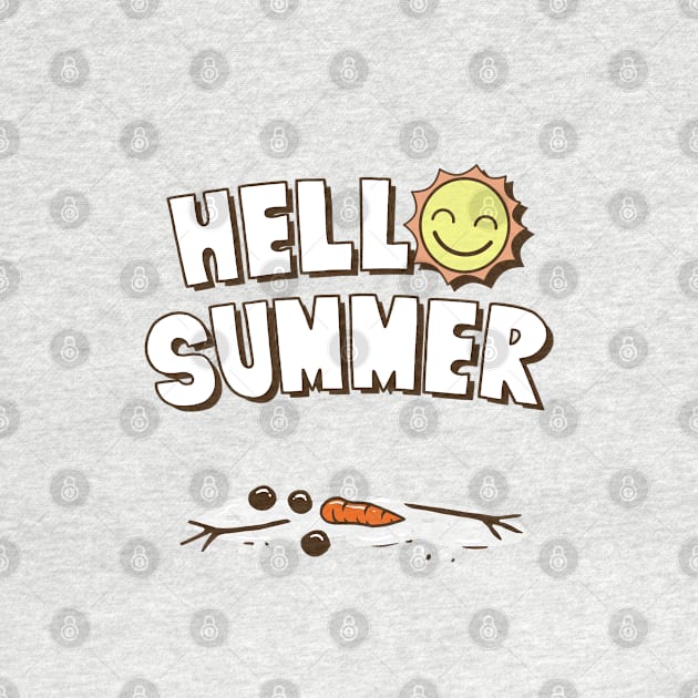 Hello Summer Funny Summer Sun Frozen Snowman Outdoors Cartoon by BoggsNicolas